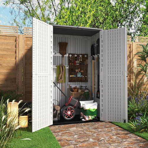 Outdoor Storage Cabinet Waterproof (66 Cu.ft White Shed-08H)