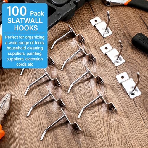 100 Pack Heavy Duty Slatwall Hooks Metal for Garage (2 Inch)