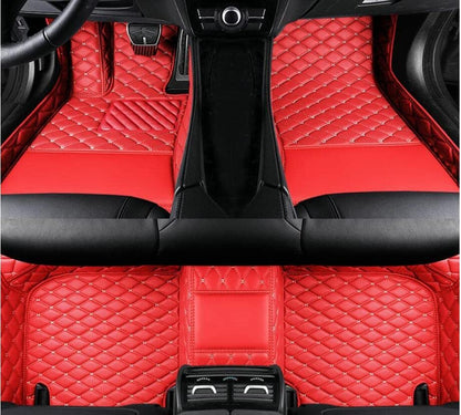 Custom All Weather Protection Leather Car Floor Mats for Cars Sedan SUV Sports Car Waterproof Floor Mat (Red)