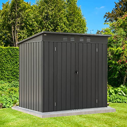 Domi Outdoor Storage Shed 6' x 4' (6' x 4' Sloping Roof / Dark Gray)