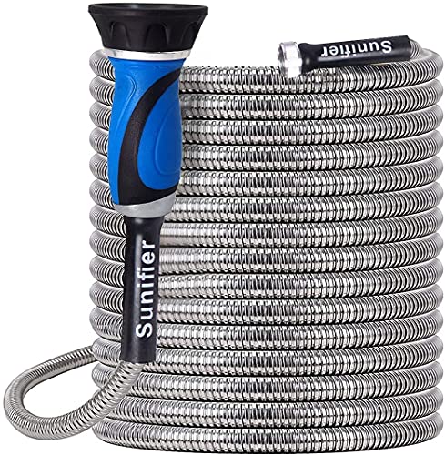Metal Garden Hose 15 Ft 30 Ft With Hose Nozzle (15 Feet / Style A)