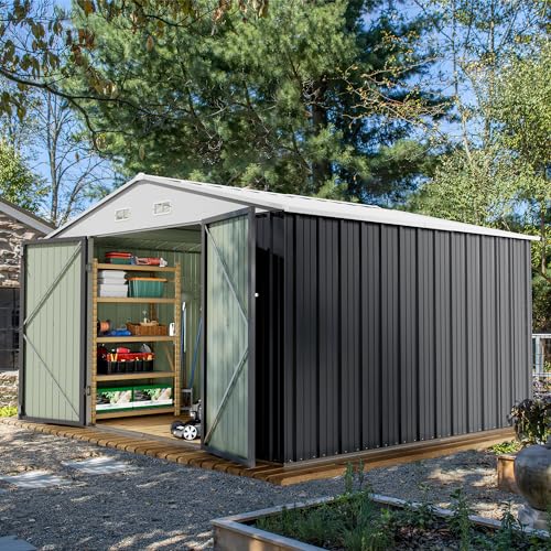 10x10 FT Outdoor Storage Shed (Gray / 10x10 FT)