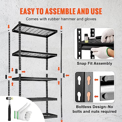 Storage Shelving Unit (Black / 36" L x 16" W x 72" H)