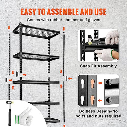 Storage Shelving Unit (Black / 36" L x 16" W x 72" H)
