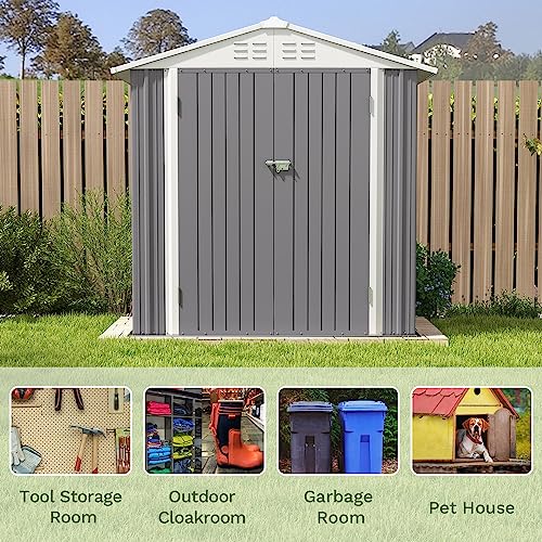 6x4 FT Outdoor Storage Shed (Gray / 6x4 FT)