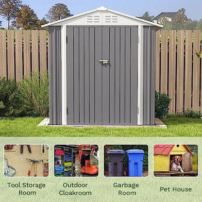 6x4 FT Outdoor Storage Shed (Gray / 6x4 FT)