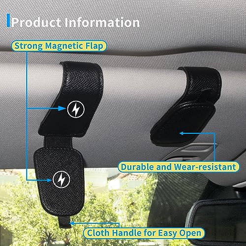2 Packs Magnetic Sunglass Holder for Car Visor (Black / 4pcs)