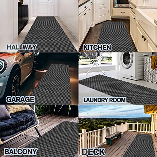 Custom Size Backed Non (Gray Checkered / 2FT*24FT)