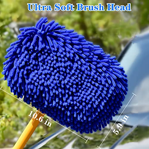 15°Curved Chenille Car Wash Brush Mop with Long Handle (Blue-003)