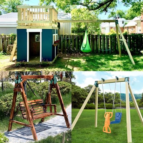 A Frame 2 Brackets Swing Set Bracket with Mounting Hardware (End Brackets(2Pcs-Green))