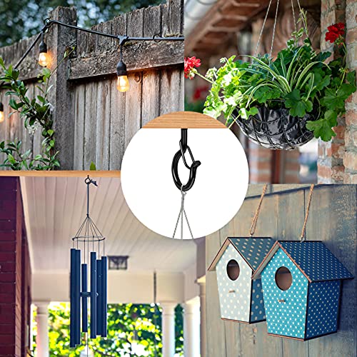 48 PCS Q Hanger Hooks with Safety Buckle (Black / 48 Pcs)