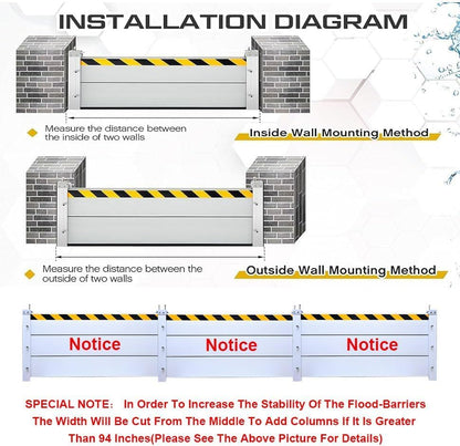 Reusable Heavy Duty Aluminum Flood Barriers for Home Exterior (H 15.7 Inch / L 8FT)