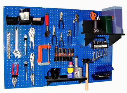 Pegboard Organizer 4 ft. Metal Pegboard Standard Tool Storage Kit with Blue Toolboard and Black Accessories (Blue)