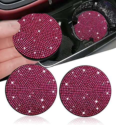 2pcs Bling Car Cup Holder Coaster (Rose Red / 2pcs)