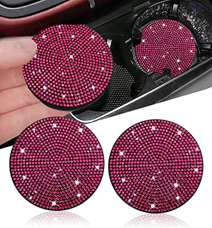 2pcs Bling Car Cup Holder Coaster (Rose Red / 2pcs)
