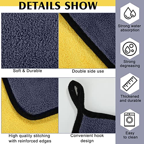 20 Pcs Microfiber Car Drying Towels 800 Gsm Thick Plush (Grey and Yellow)