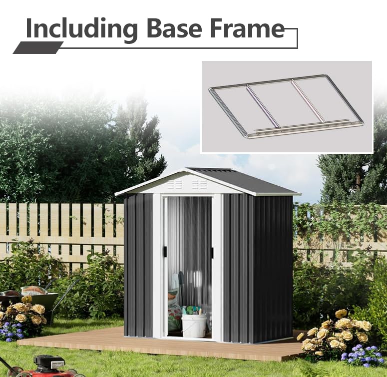 5x3 FT Outdoor Storage Shed (5x3 FT/Base Frame / Gray)