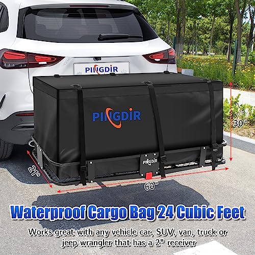 Folding Hitch Mount Cargo Carrier Hitch Rack Basket 60"*21.5"*6" Hauling Weight Capacity of 500 Lbs (60 inches)