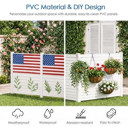 50" W x 48" H Outdoor Privacy Screen with Aluminum Posts (White/2Panels)