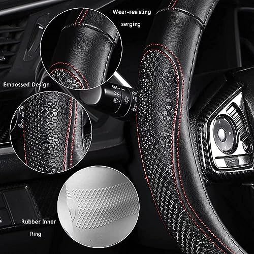 Microfiber Leather Steering Wheel Cover (Red)