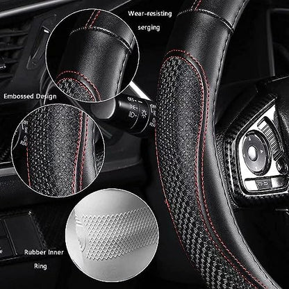 Microfiber Leather Steering Wheel Cover (Red)