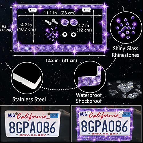27 PCs Purple Violet Bling Car Accessories Set for Women (Purple Violet Diamond)
