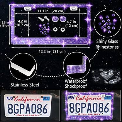 27 PCs Purple Violet Bling Car Accessories Set for Women (Purple Violet Diamond)