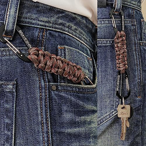 1 Black 1 Camo Paracord Keychain Hook Carabiner Clips (1 Black 1 Camo)