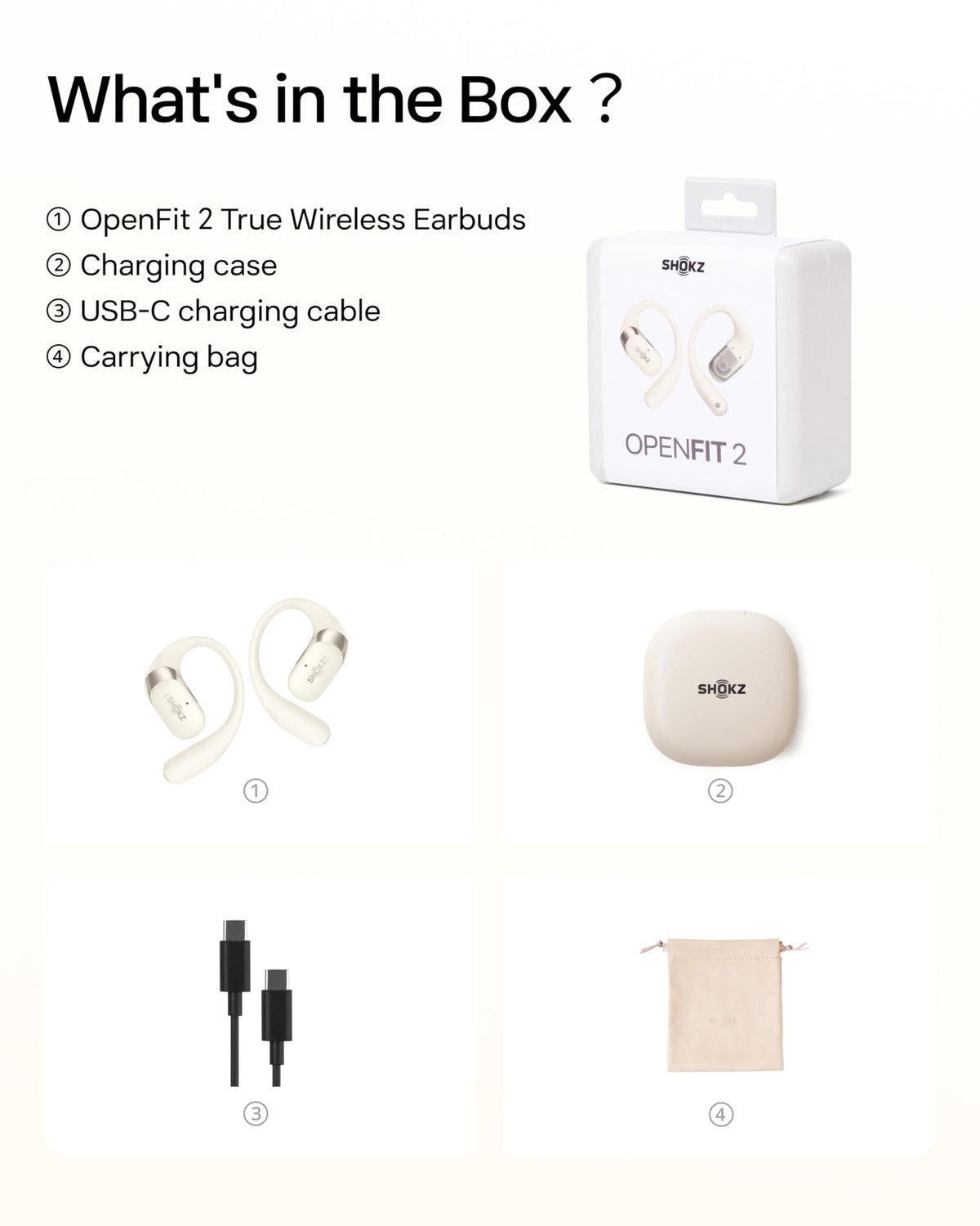 OpenFit 2 Open (Charging：USB-C / Beige)