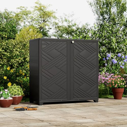 Indoor Outdoor Storage Cabinet Waterproof (Cabinet, Black)
