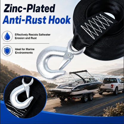 Boat Trailer Winch Strap with Hook 2" x 20' (2in x 20ft with hook-10,000lb / Black)