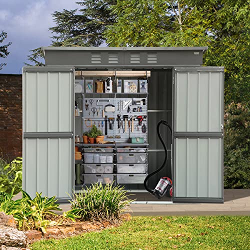 Domi Outdoor Storage Shed 6' x 4' (6' x 4' Sloping Roof / Dark Gray)