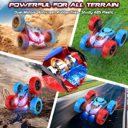 Red Blue RC Stunt Car for Boys Girls (Red&blue Pro)