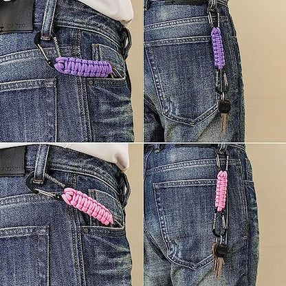 Paracord Keychain Carabiner Clip (1 Pink 1 Purple)
