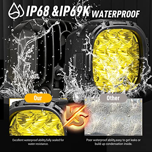 4Inch Amber Round LED Offroad Lights Yellow Fog Lights Pod Lights (Amber)
