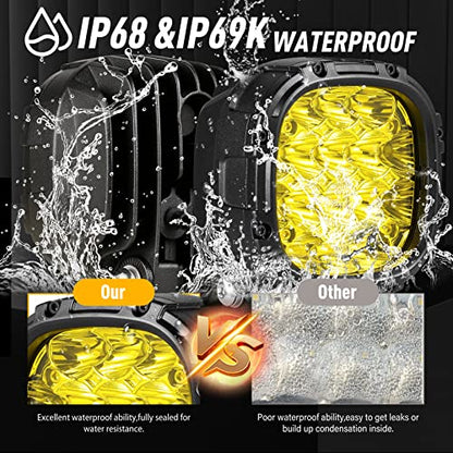 4 Inch Pair 160W 18800LM Amber Fog Lights Offroad Light Pods (Amber)
