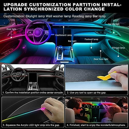 Dreamcolor Acrylic Interior Car LED Strip Light with Wireless APP (Dreamcolor 18 Lights)