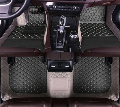 Custom All Weather Protection Leather Car Floor Mats for Cars Sedan SUV Sports Car Waterproof Floor Mat (Black+gray)