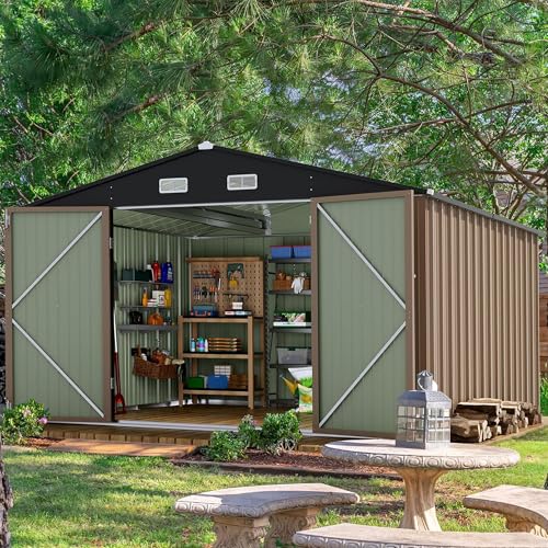 10x8 FT Outdoor Storage Shed (Brown / 10x8 FT)