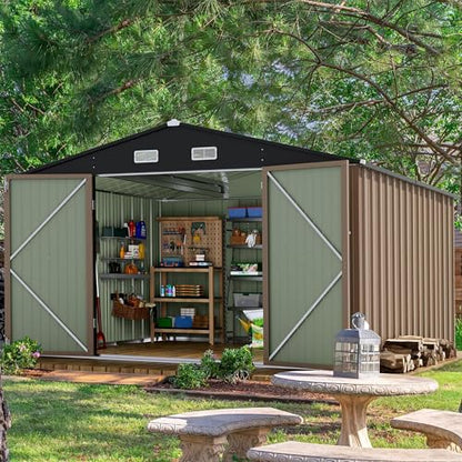 10x8 FT Outdoor Storage Shed (Brown / 10x8 FT)