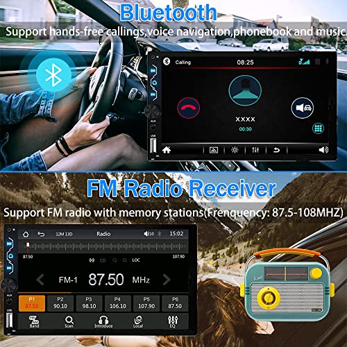 Double Din Car Stereo with Dash Cam (Apple Carplay & Android Auto + Dash Cam)