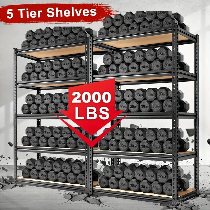 2000LBS Storage Shelves 5 Tier Garage Shelving Heavy Duty (5T 35.8" W x 15.8" D x 72" H)