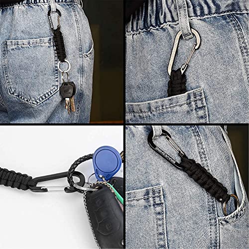 Paracord Keychain Carabiner Clip (Black)