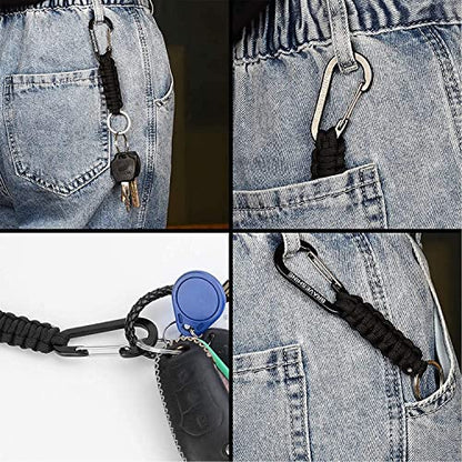 Paracord Keychain Carabiner Clip (Black)