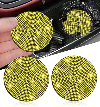 2pcs Bling Car Cup Holder Coaster (Yellow / 2pcs)