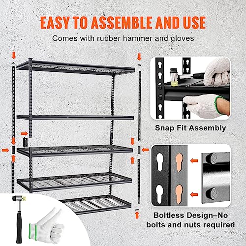 Storage Shelving Unit 5 (Black / 60" L x 24" W x 78" H)