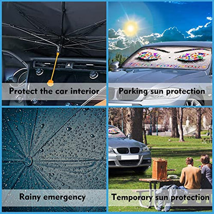 Gorgeous Eyelash Car Windshield Sun Shade Umbrella Sun Visor Windshield Shade Sunshades Foldable Car Umbrella Sunshade Sun Visor Protector Cover (One Size / Gorgeous Eyelash)