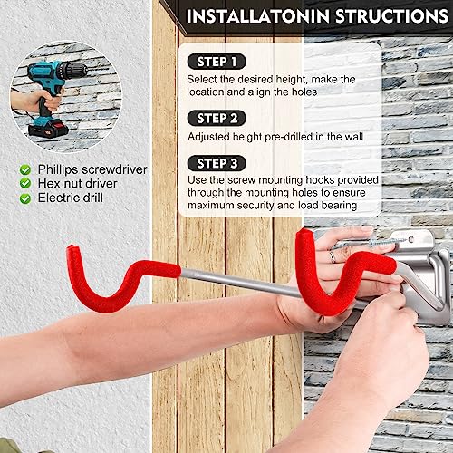 Bike Wall Mount Hangers (RED-2PACK)