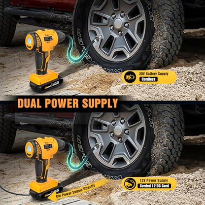 Cordless Tire Inflator 150PSI 20V (Ac/DC Handheld Tire Inflator)