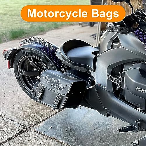 Motorcycle Saddle Bags Leather Motorcycle Luggage Bag with Gun Holsters For Softails Sportsters and Choppers Waterproof Luggage Bags (14" x 12" x 10" / Brown Leather)